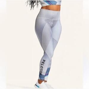 Peloton Women's Leggings High-Waist Geo White Blue Sails Geometric Size XL